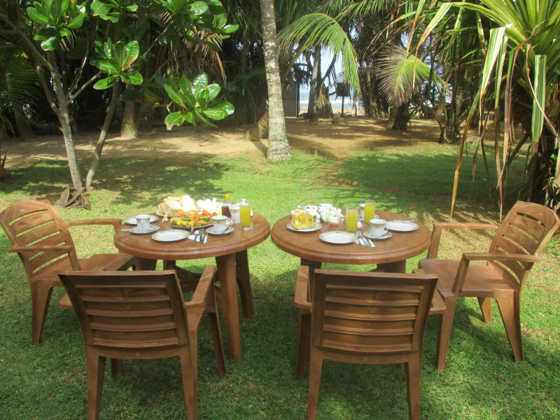 Frühstück im Raja Beach Hotelgarten