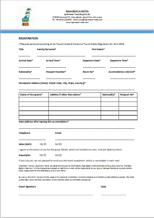 registration form